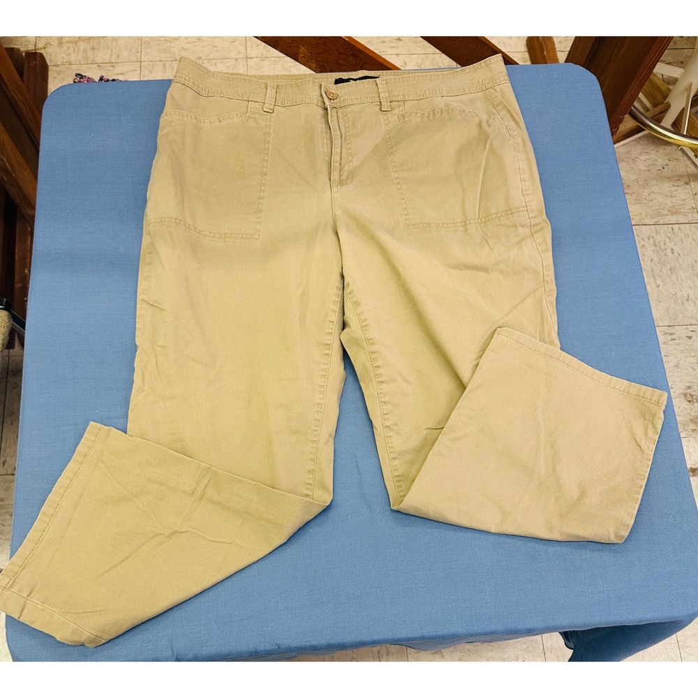 Gloria Vanderbilt Khaki Pants Womens 20W Short Straight Leg Tan Stretch Cotton